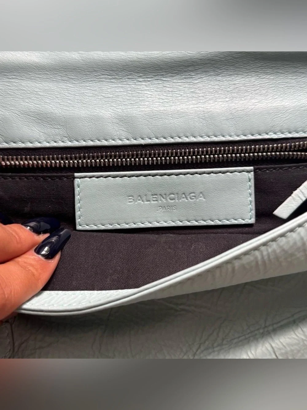 Balenciaga Mint/Pale Blue Leather Classic Giant Envelope Clutch